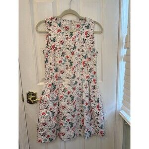 Gap Floral Fit Flare Dress Sleeveless Zip Back  With Pockets Women’s 2